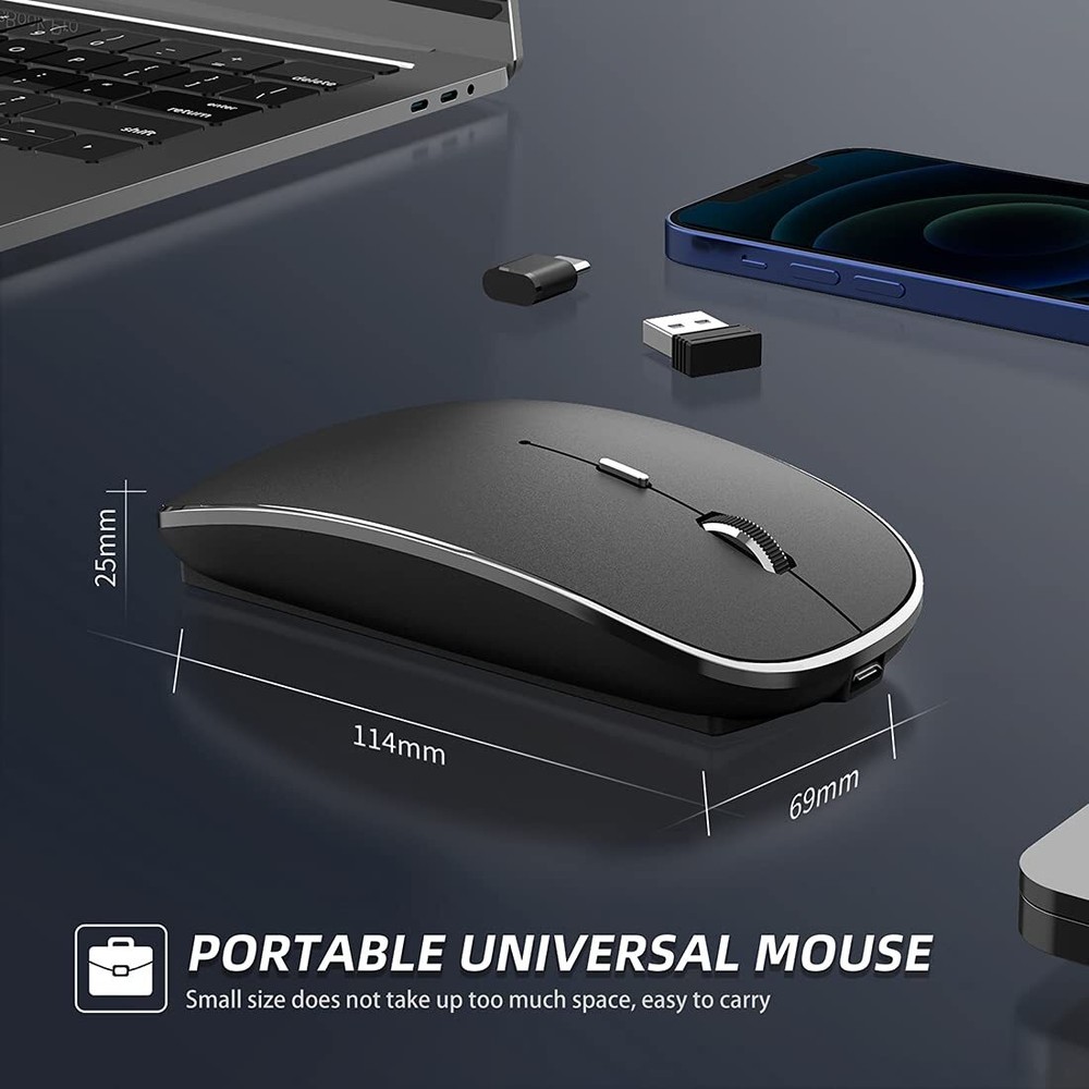 Wireless Mouse Chargeable Portable Silent Wireless Mouse USB and -C Dual Mode...