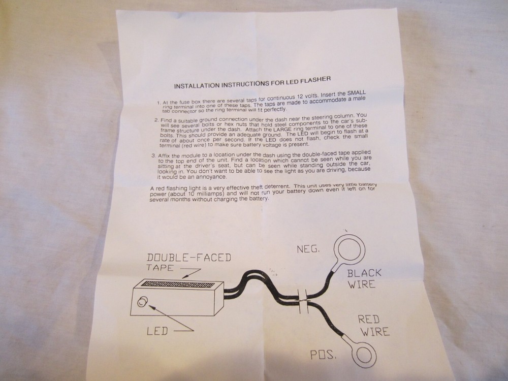 Universal 12 Volt LED Flasher Theft Deterrent System, NEW
