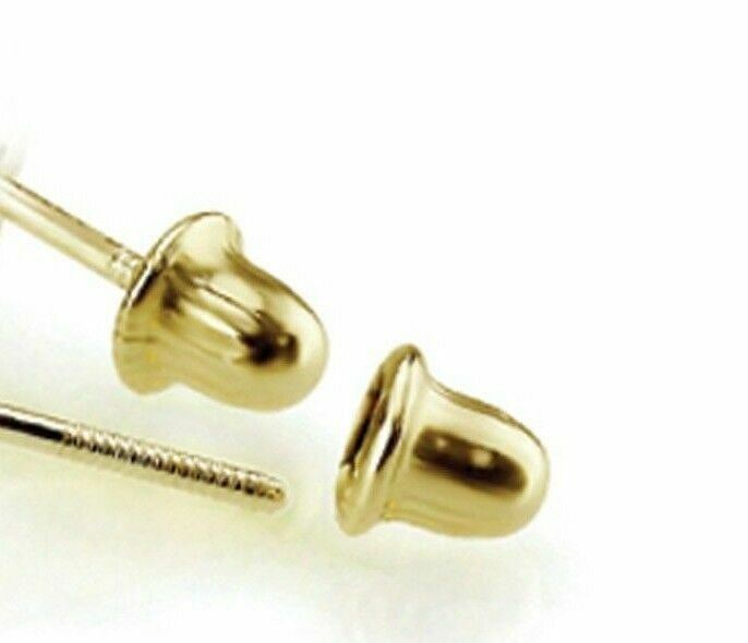 1 ct. White Sapphire Snap Button Stud Earrings 14k Yellow Gold w/Screw Back