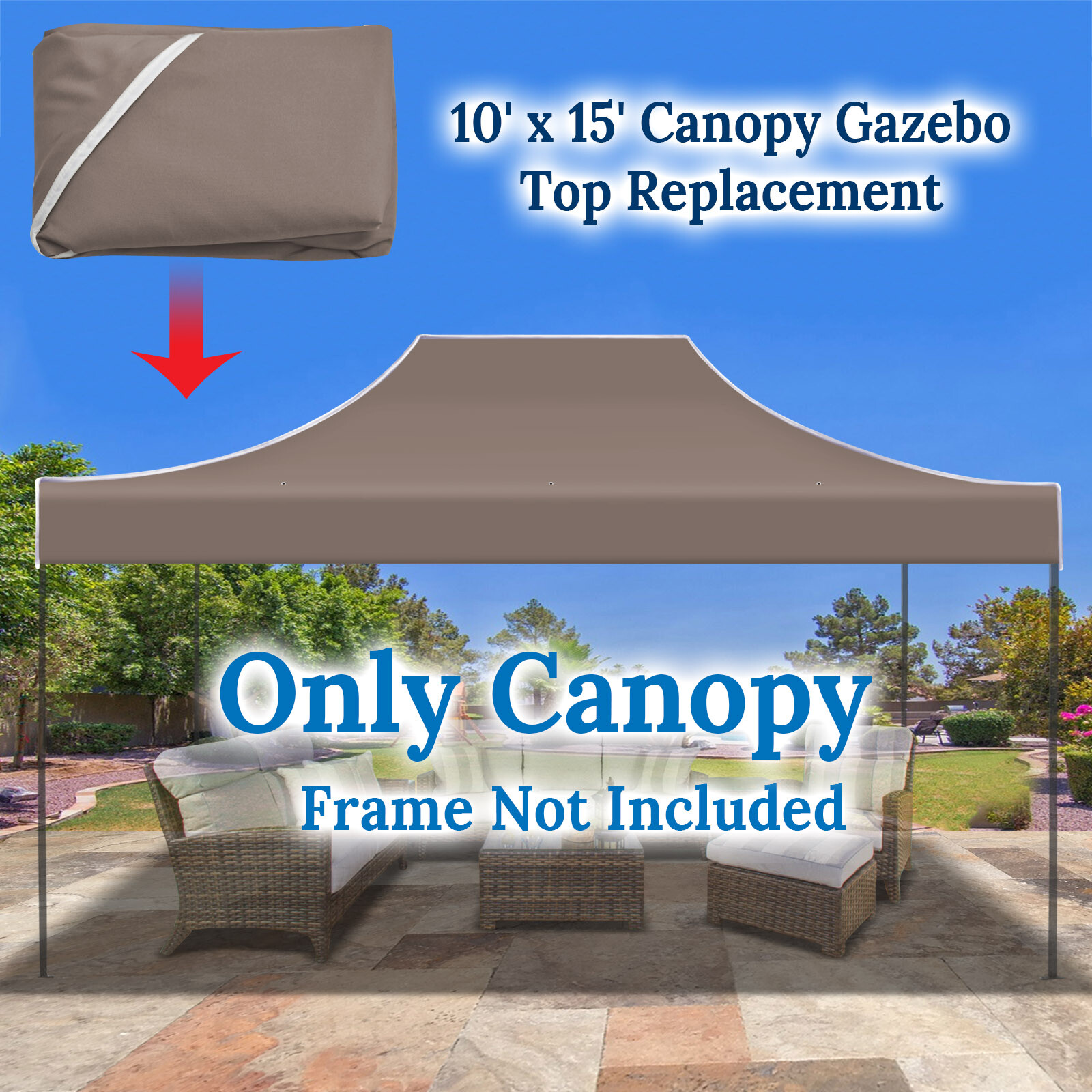 10'x15' American Style Gazebo Replacement Canopy Cover