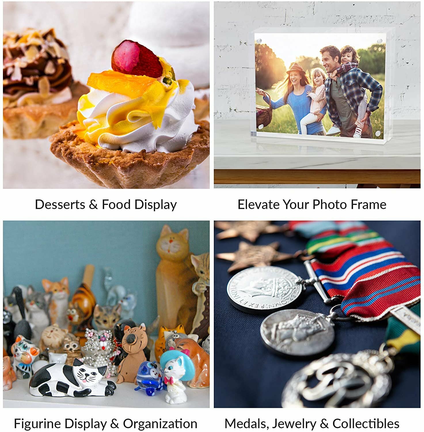 ​​[3-Set] SimbaLux® Acrylic Display Risers Clear Stand Medium Low Profile Tiered