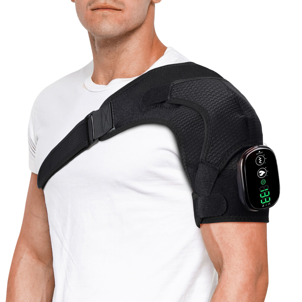Electric Heated Vibration Shoulder Massager Brace Rotator Cuff Joint Pain Relief