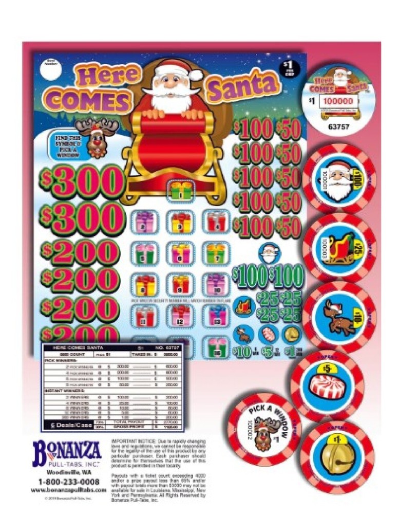 NEW- Here Comes Santa 3955ct Chip PullTab