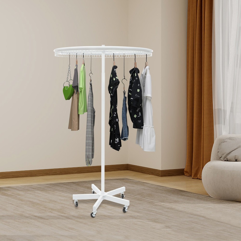 Rotatable Round Clothes Rack - Adjustable Height, Sturdy & Stylish Design