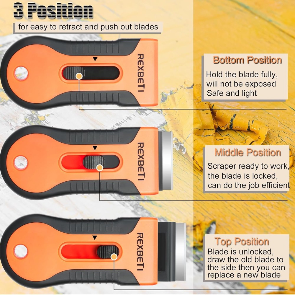 REXBETI Razor Blade Scraper Tool, 2 Pack Set 2 Pack, Orange