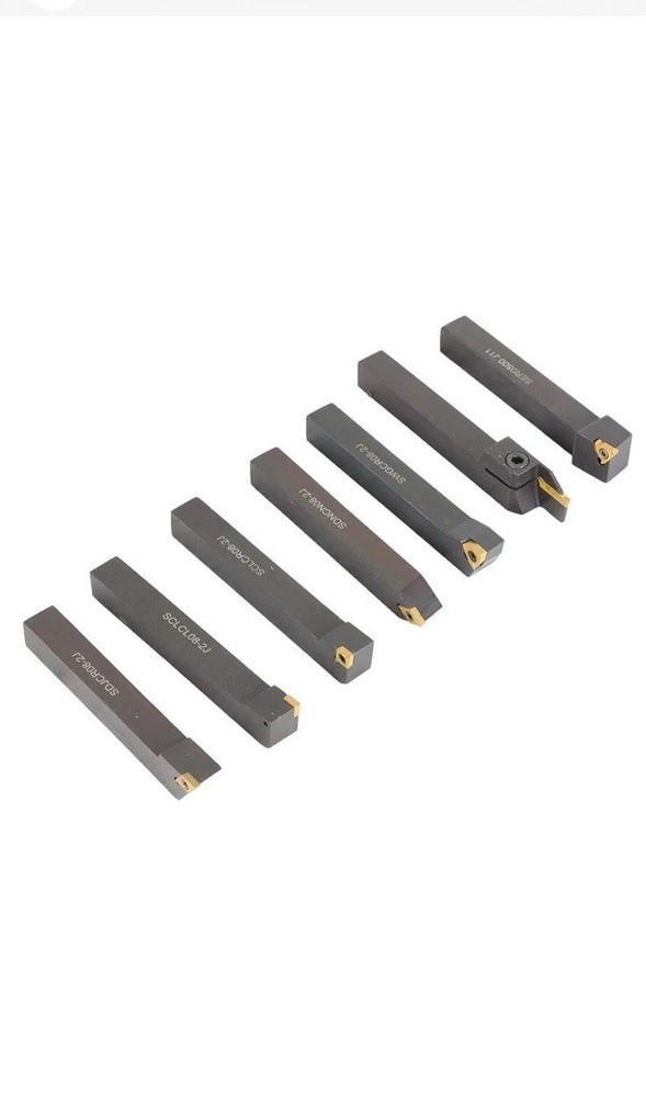 7PC Carbide Indexable Turning Tool 1/2" LatheTool Bit SetThread InsertHolder NEW