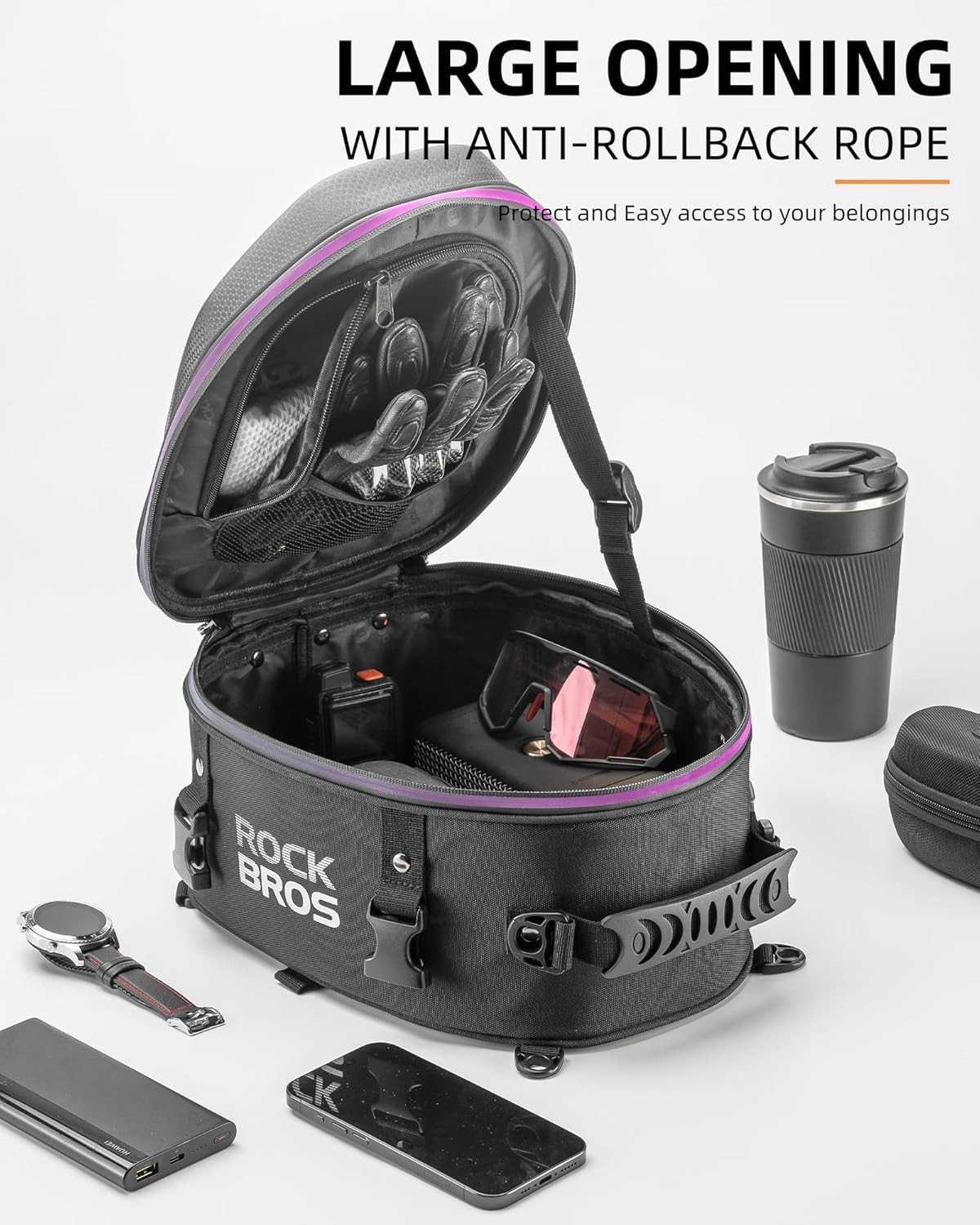 ROCKBROS Motorcycle Tail Bag,Waterproof Hard Shell Rear Seat Bag 12.5L Backpack