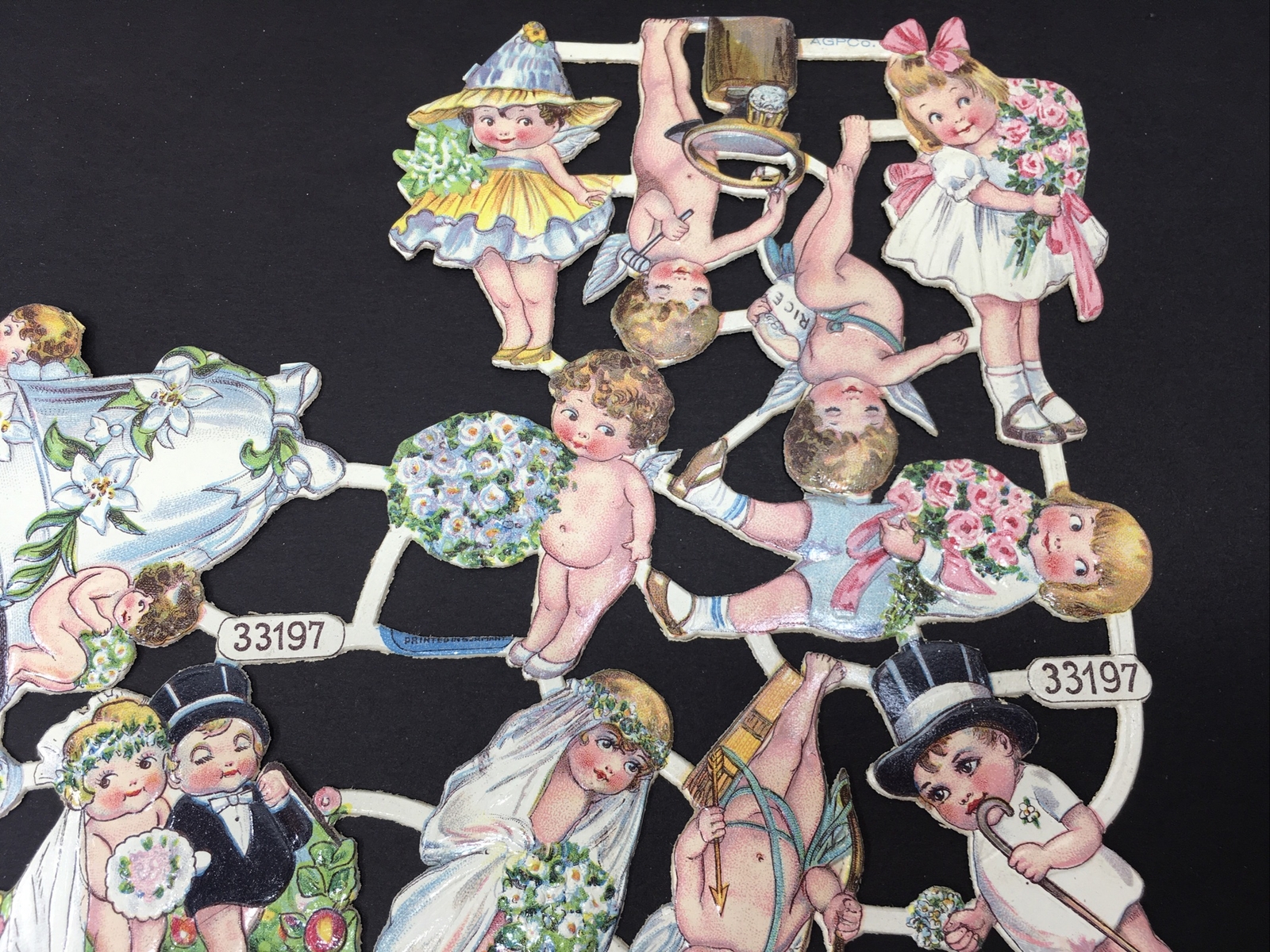 Vintage Germany AGPCO 33197 Victorian Wedding Cupid Die Cut Scrapbook