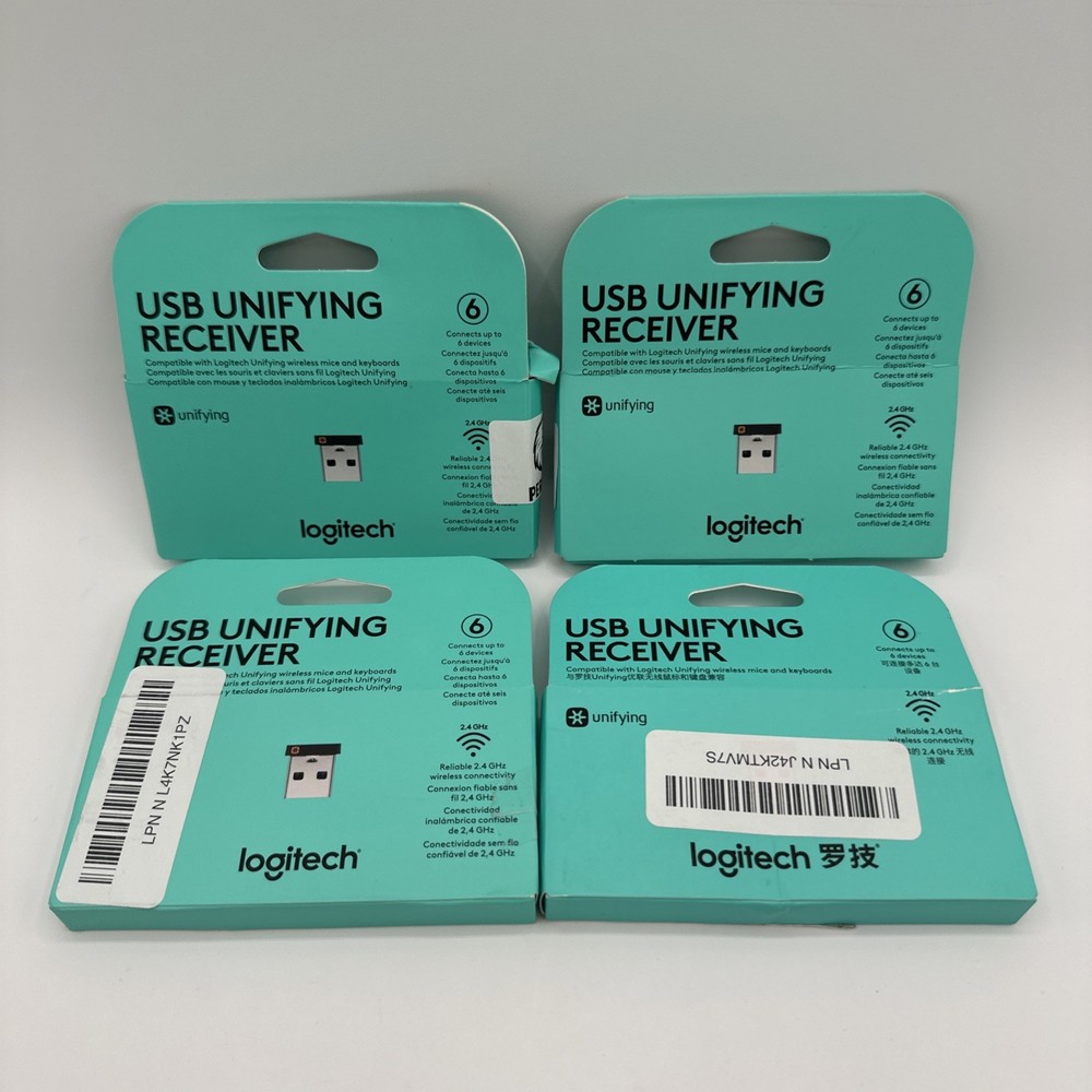 4 Pack | Logitech USB Unifying Receiver | Open Box