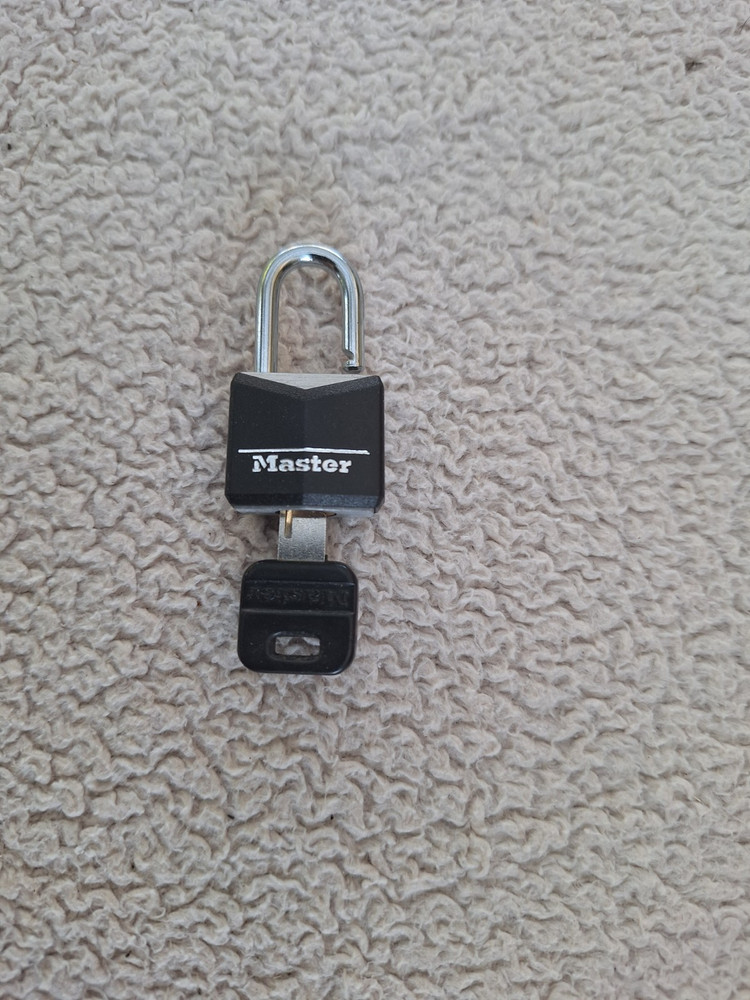 Master Lock Black Covered Solid Body Padlock, 1-1/2" Shackle, 1-9/16"