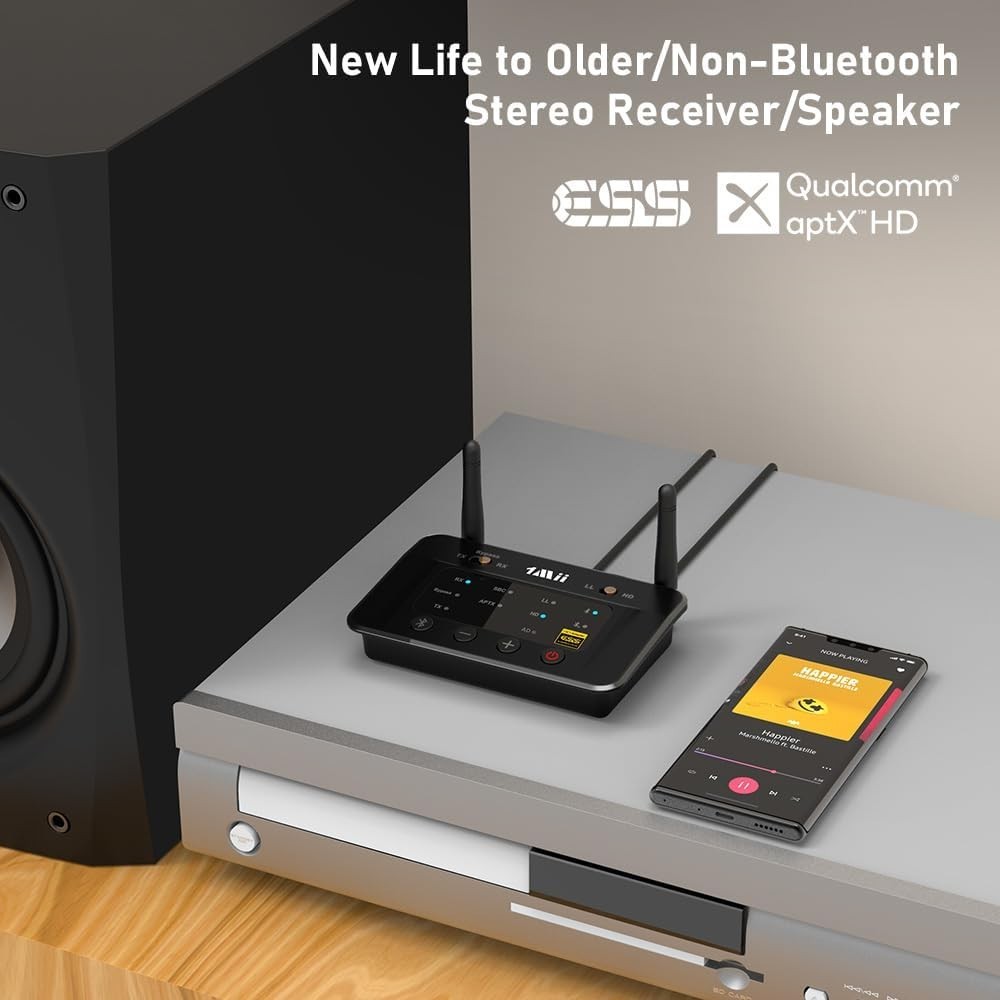 1Mii B03Pro Bluetooth 5.3 Transmitter Receiver for Home Stereo TV, HiFi Wireless