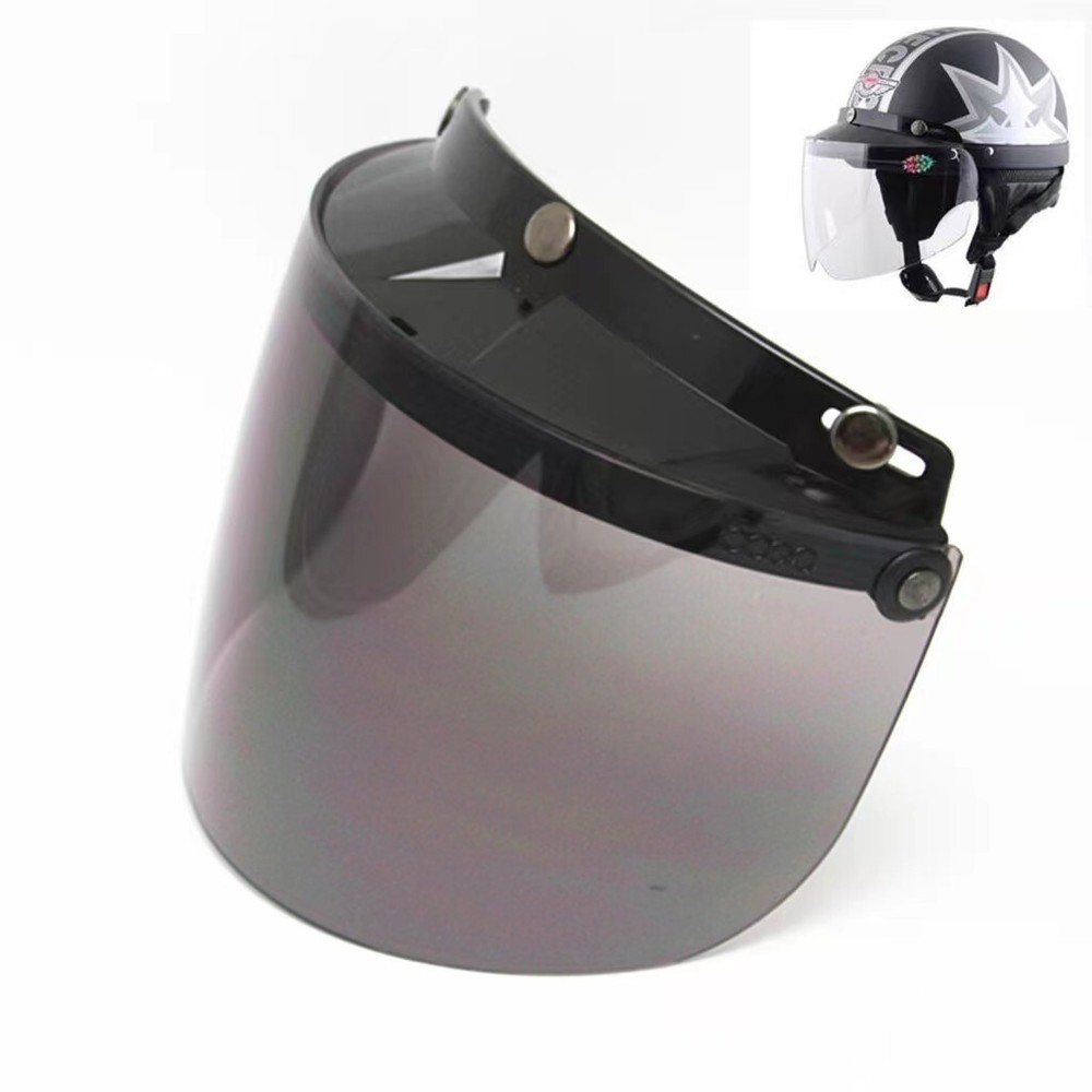 Universal 3-Snap Button Flip Face Shield Open Face 3/4 Vantage Helmet Sun Visor