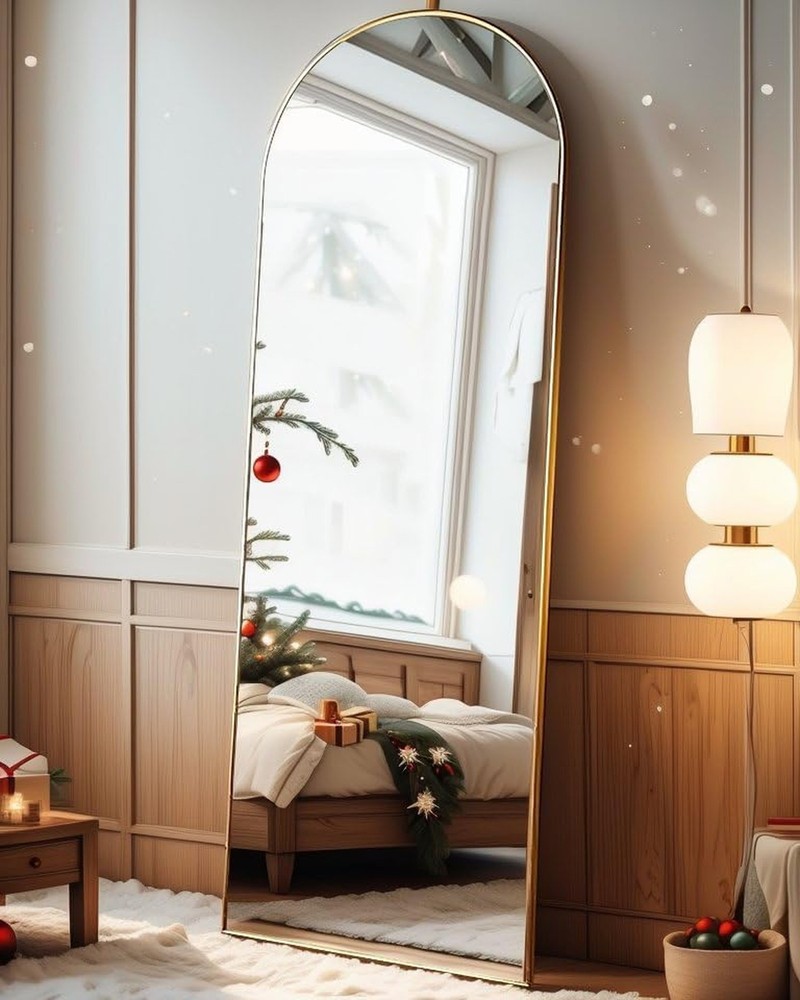 Arched Mirror - Full Length, Standing or Wall Mounted, 58"18", Aluminum Frame...