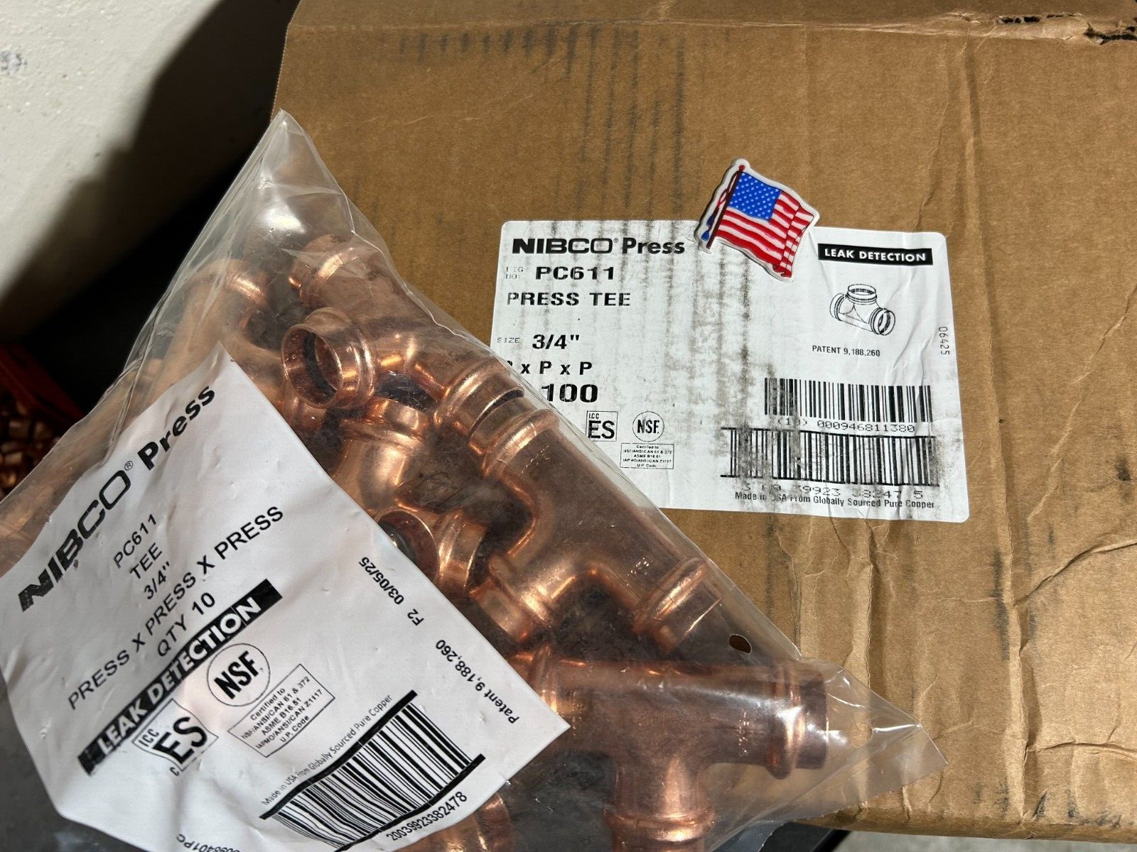 MADE IN USA 100 - NIBCO VIEGA PROPRESS TEES 3/4 " *NIB*