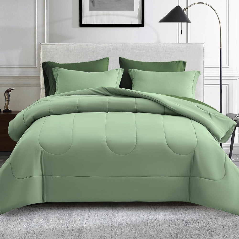 Full Size Comforter Set 7 Pcs Bed in a Bag Down Alternative Bed Set W/ Sheets
