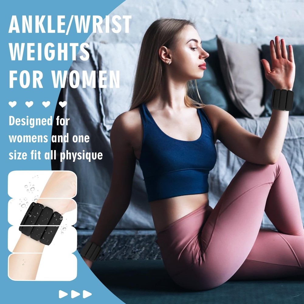 Wrist Weights, 2Pack Adjustable Wearable Ankle medium-sized, Black