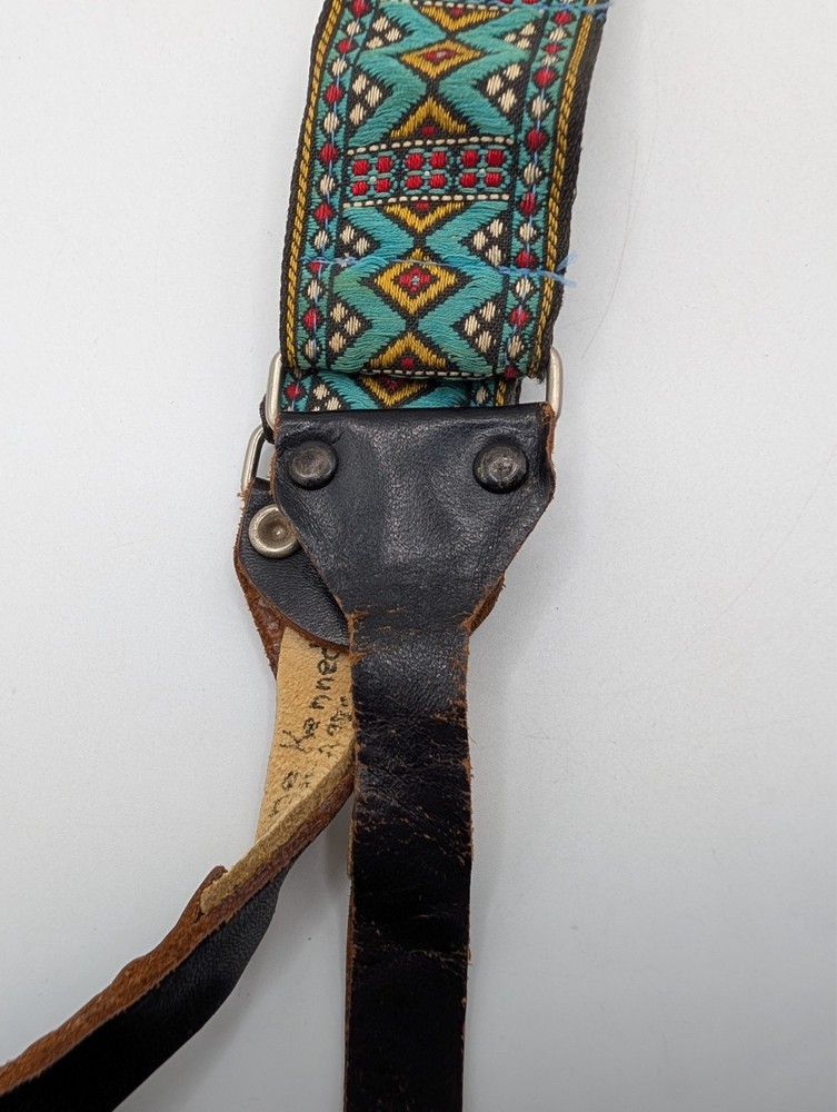 Vintage 70's Camera Neck Strap Woven Pattern Adjustable ~3ft Retro