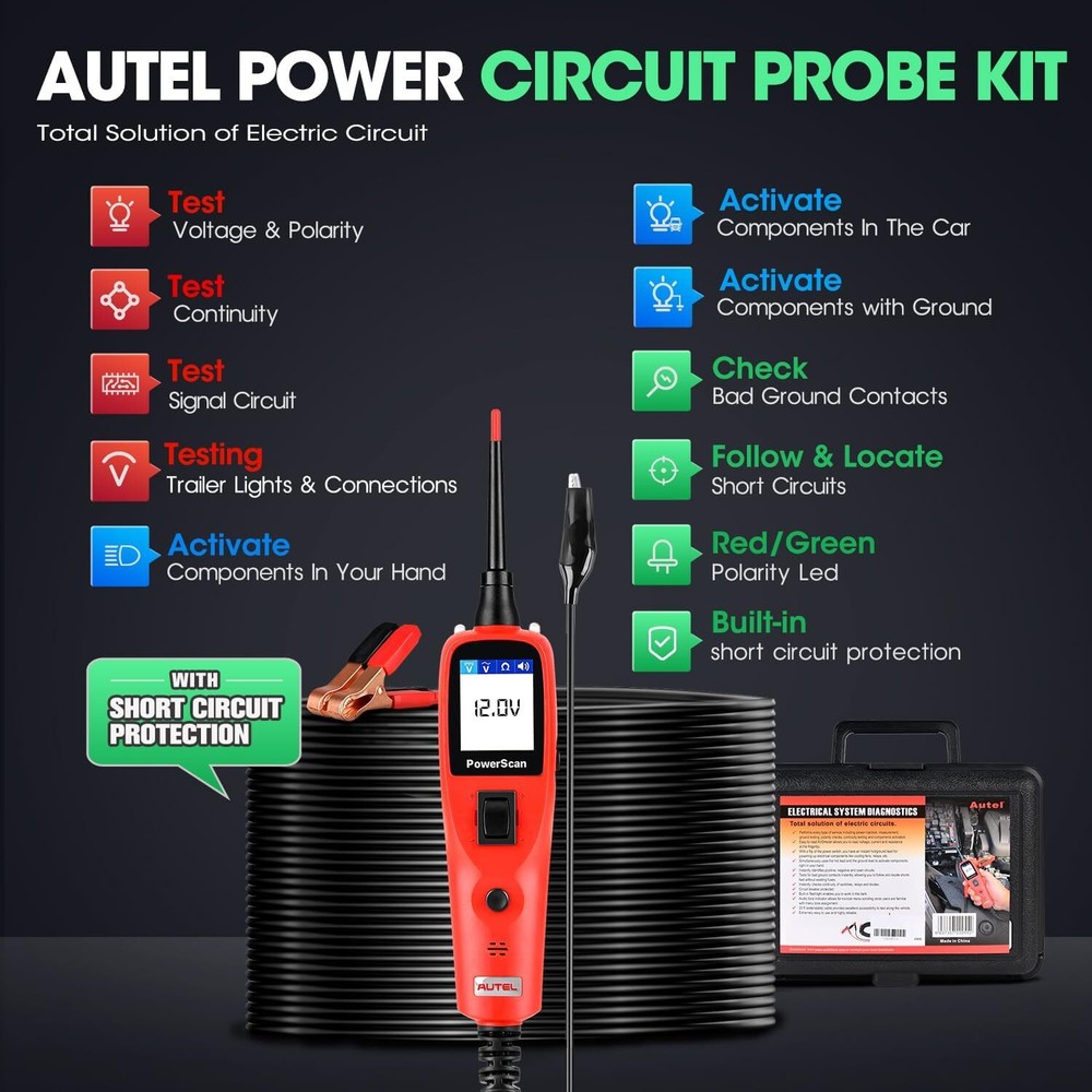 Autel Powerscan PS100 Car Electrical System Diagnosis Tool Power Probe AVO Meter