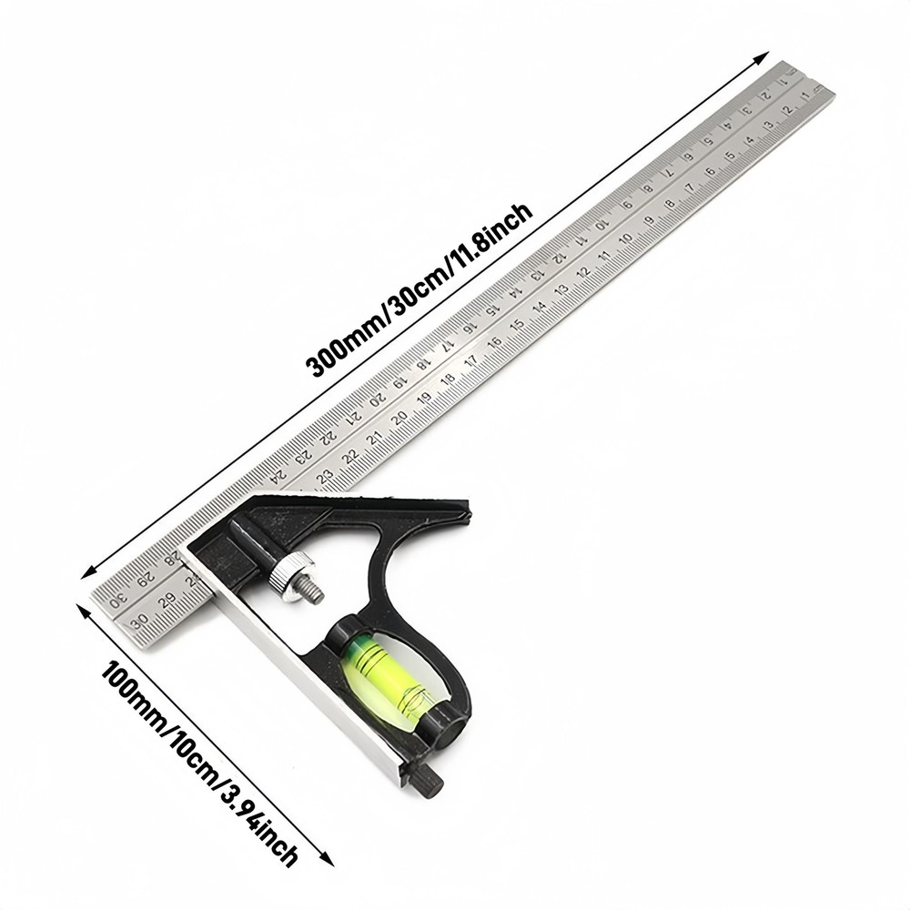300mm 12" Adjustable Engineers Combination Square Set Right Angle Ruler Tools