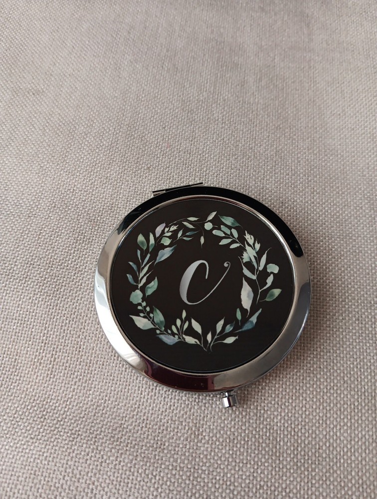 Monogrammed Compact Purse Mirror