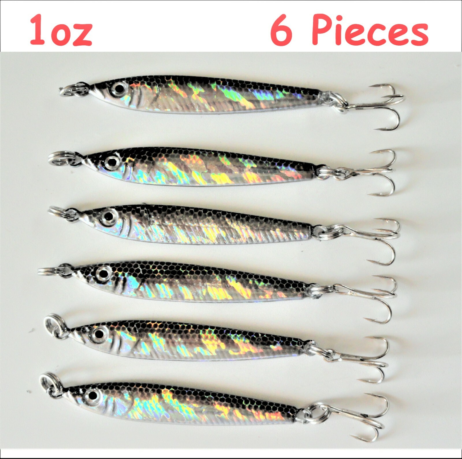 1oz Mega Live bait Metal Jigs Anchovy 6 Pieces Fishing Lures