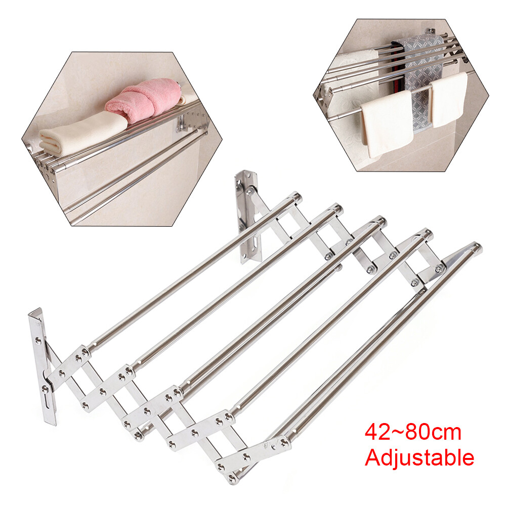 Wall Mounted Laundry Drying Rack, Clothes Hanger Rack, Retractable Clothes Rack