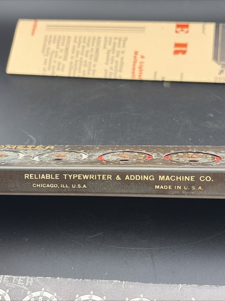 Vintage Addometer Adding Machine Calculator & Stylus Pen Co Chicago Complete