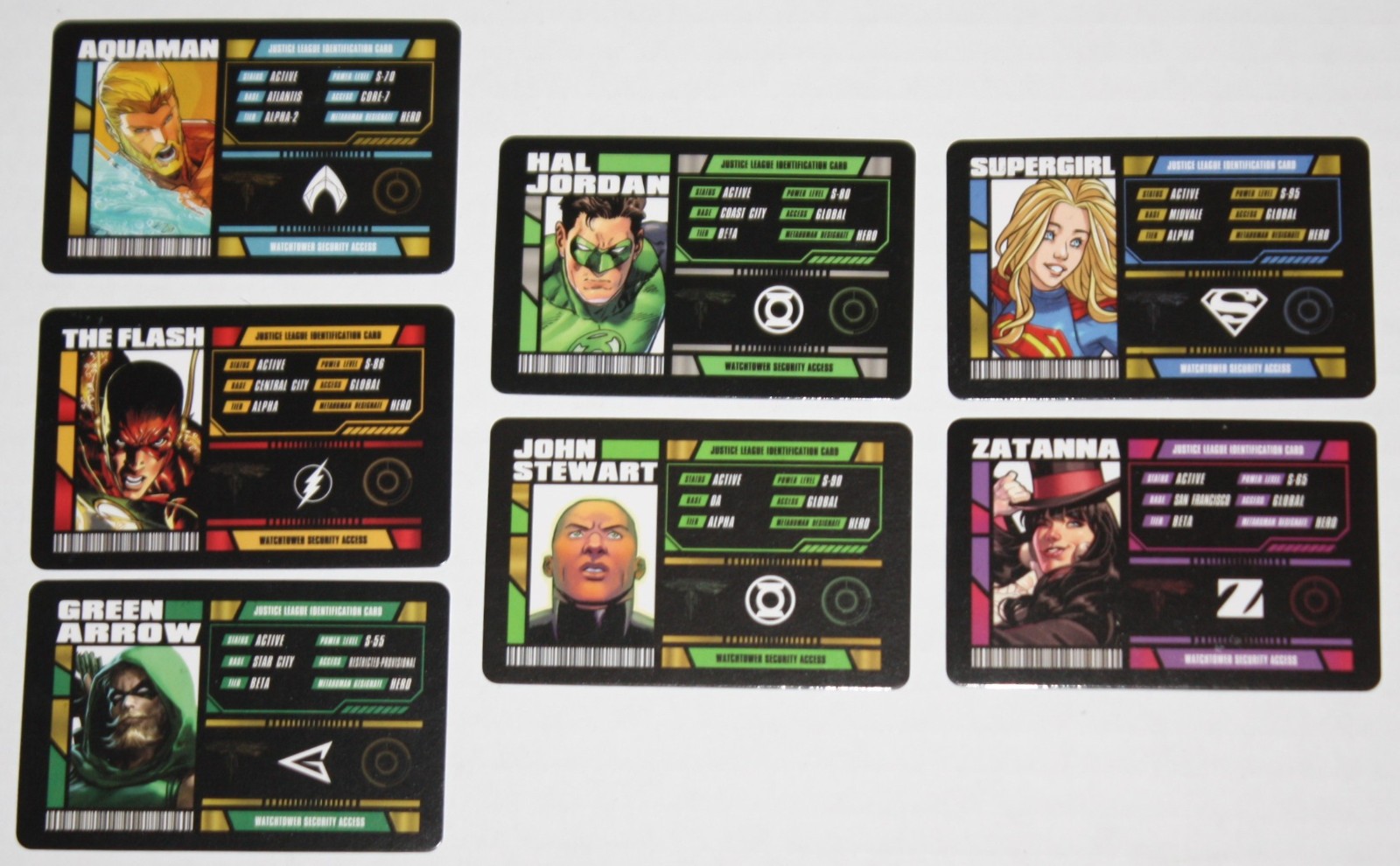 2024-25 DC Justice League Membership ID Cards SET OF TWELVE - Supes Bats GL Etc