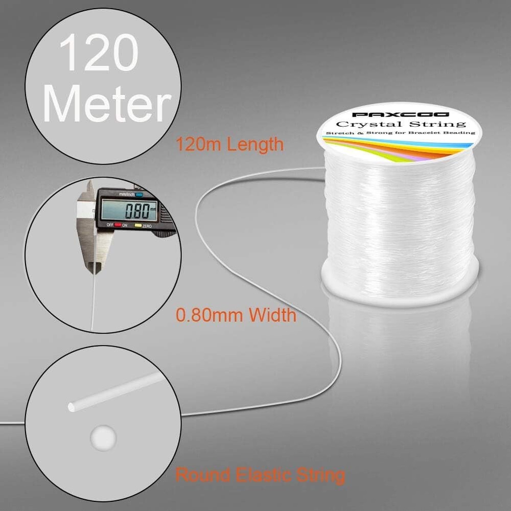 Paxcoo 0.8mm Elastic String, Stretchy Bracelet String Crystal Clear