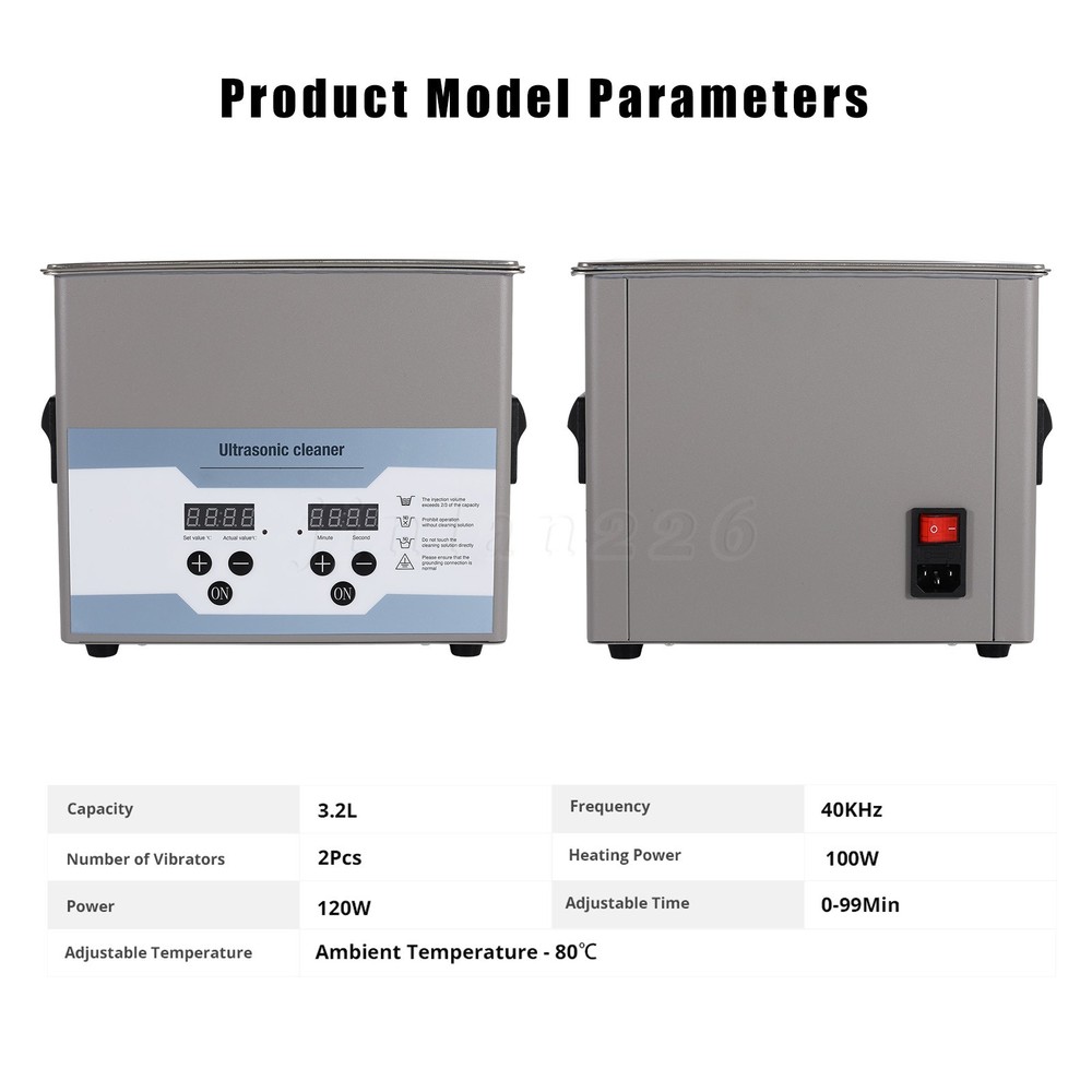 3.2L Ultrasonic Cleaner Cleaning Machine Digital Adjustable