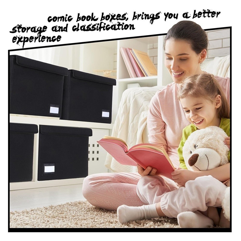 Comic Book Storage Boxes, Back to School Fold Comic Short Box Case with Lid5874