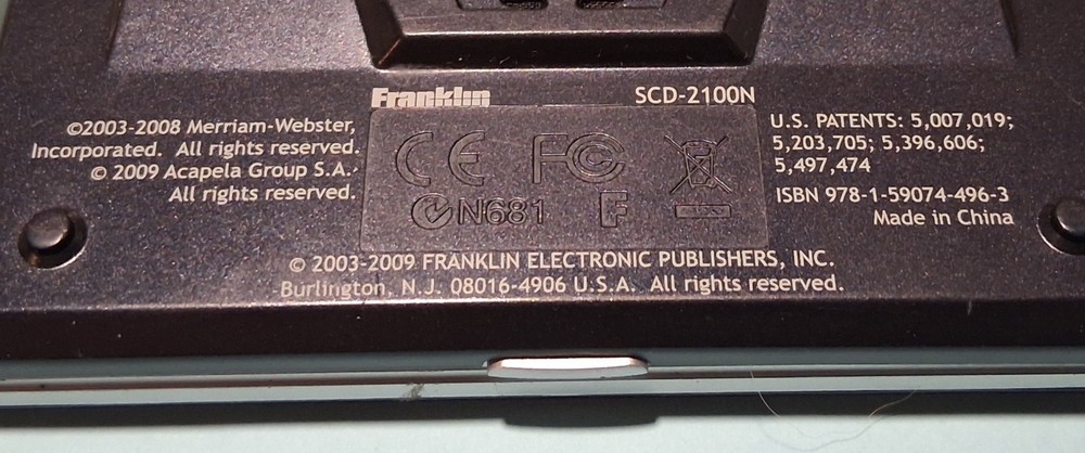 Franklin's Merriam-Websters Speaking Dictionary Electronic Device