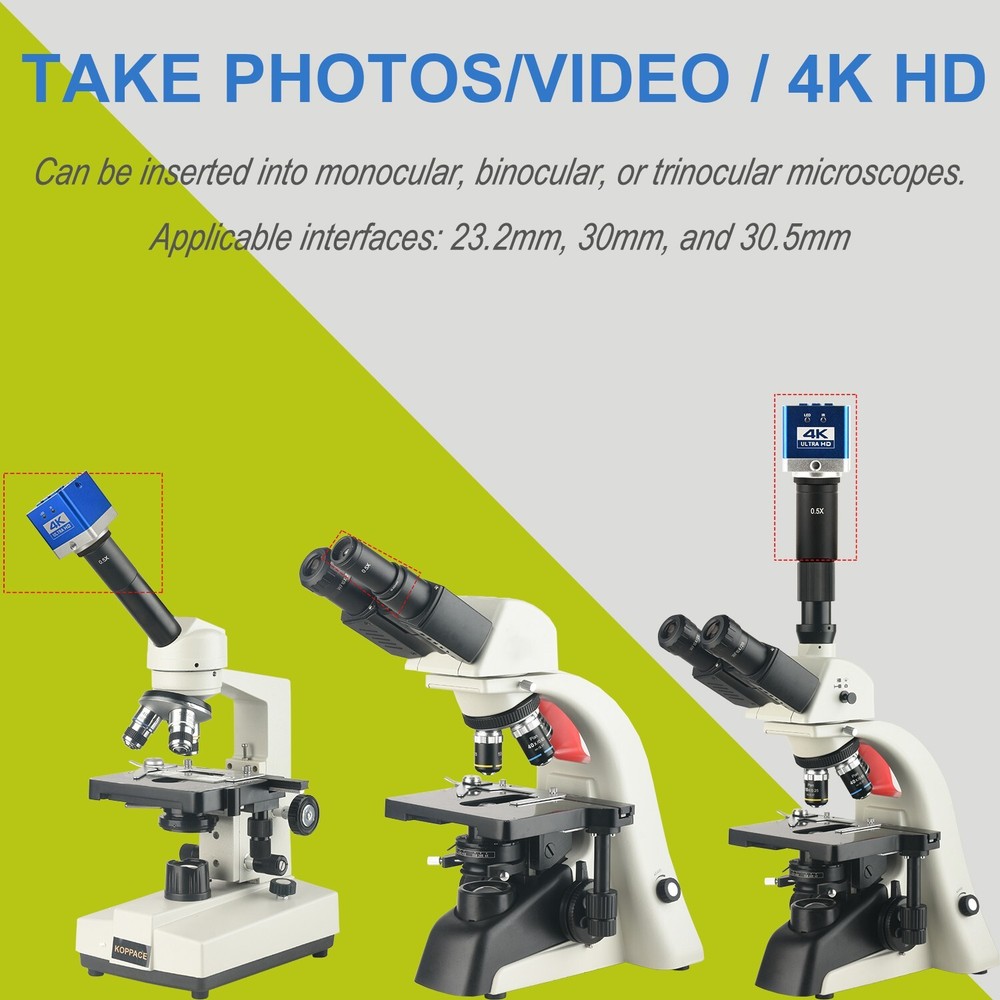 KOPPACE 4K HD Microscope Electronic Eyepiece, 23.2-30 & 30.5mm Interfaces