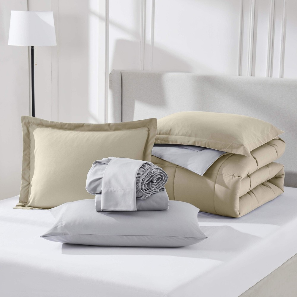 7 PC Reversible Bed in a Bag, Microfiber Comforter Set, lightweight & Breathable
