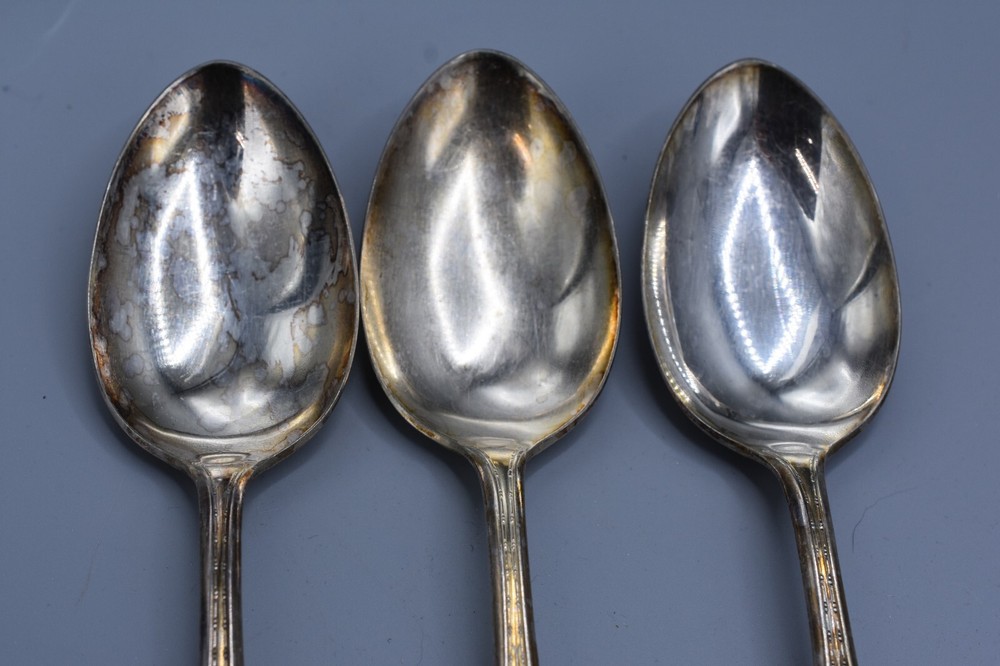 3 Wallace Wallingford MARCIA Solid Serving Spoons 8" Silverplate Flatware