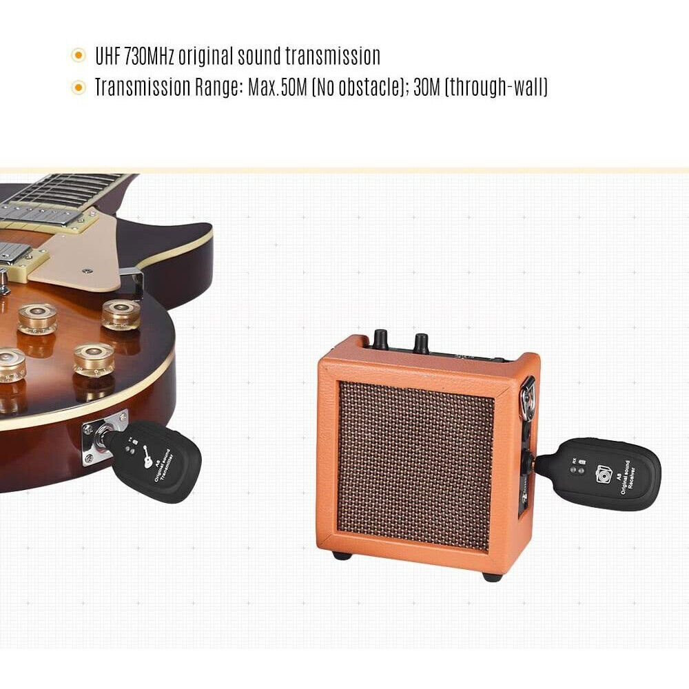 Wireless Guitar System Transmitter Receiver fit Guitar Bass Violin Digital 100ft