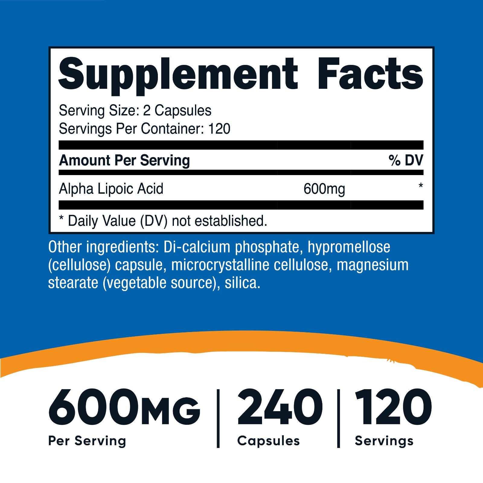 Nutricost Alpha Lipoic Acid - 600mg Per Serving - 240 Capsules