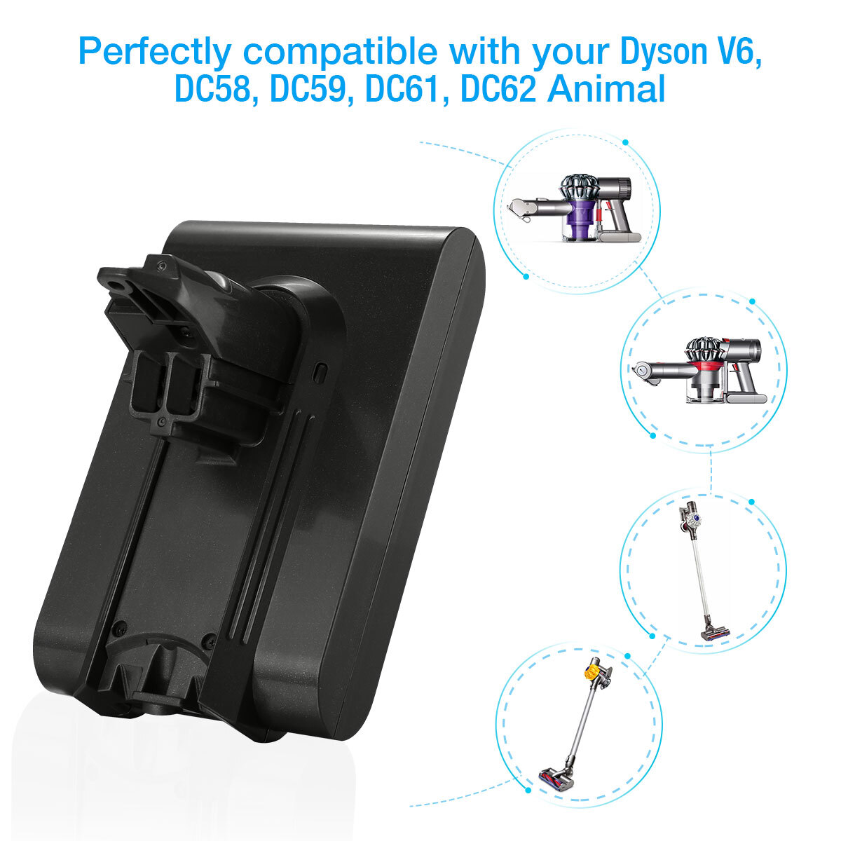 21.6V V6 Battery Replacement For Dyson SV03 SV04 SV09 DC58 DC59 Handheld Anima