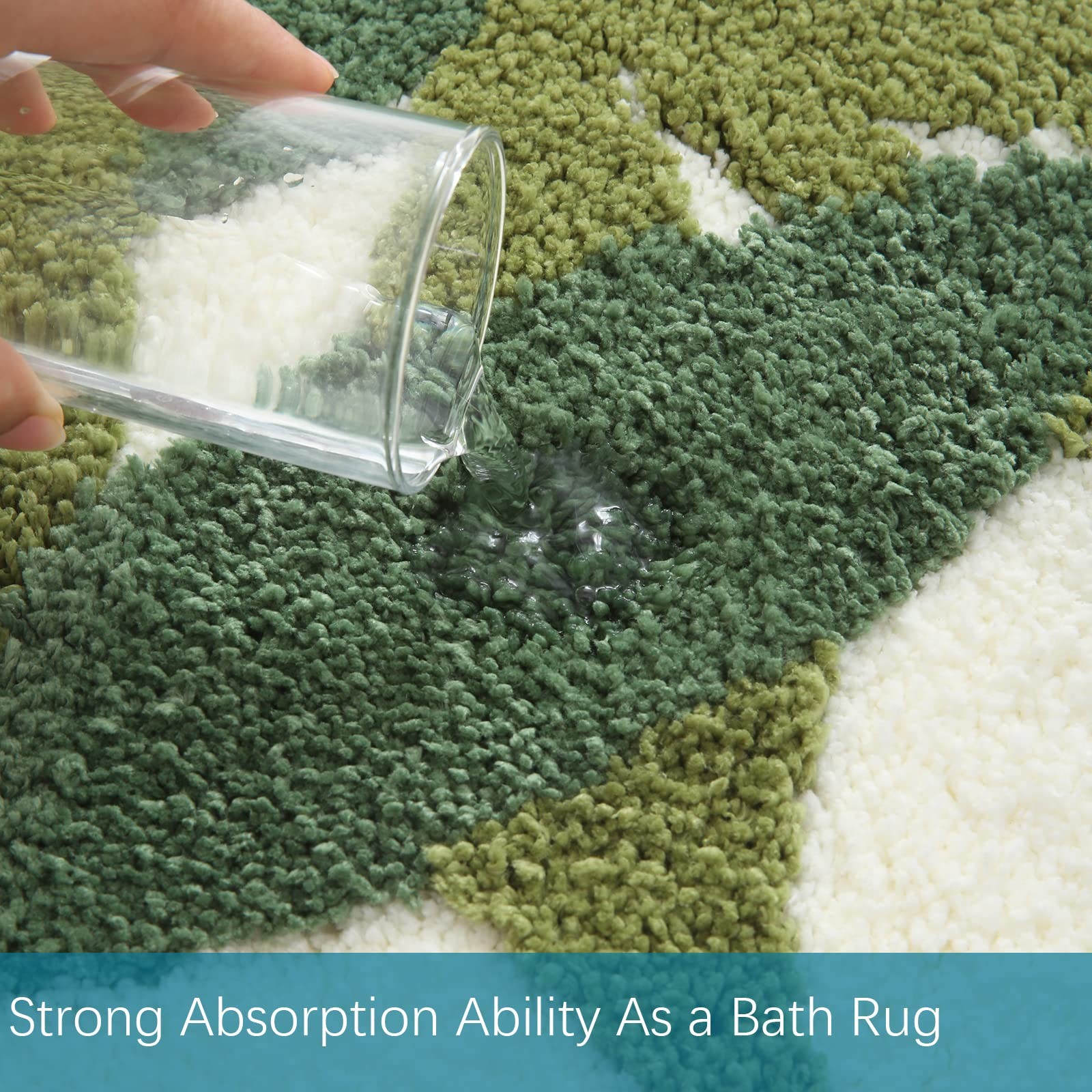 Bathroom Runner Rugs - Extra Large Green Bathroom Rug for Bathtub, Shower Roo...