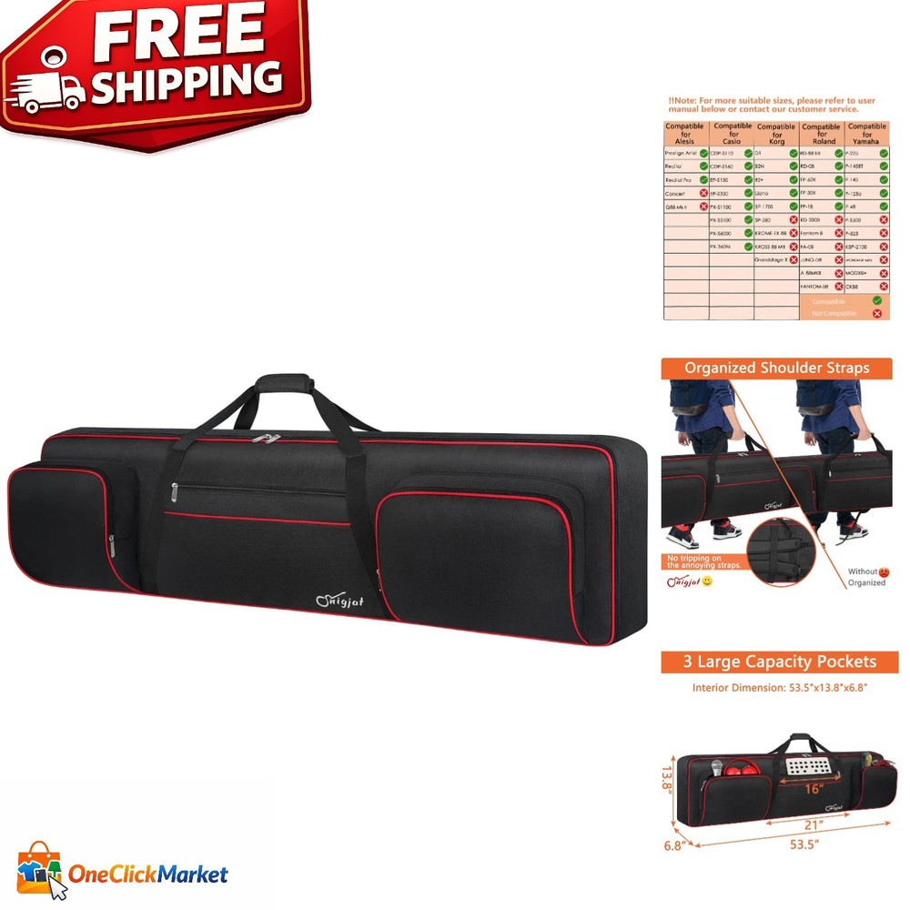 Lightweight 88 Key Keyboard Bag with Enhanced Security & Easy Carry Options