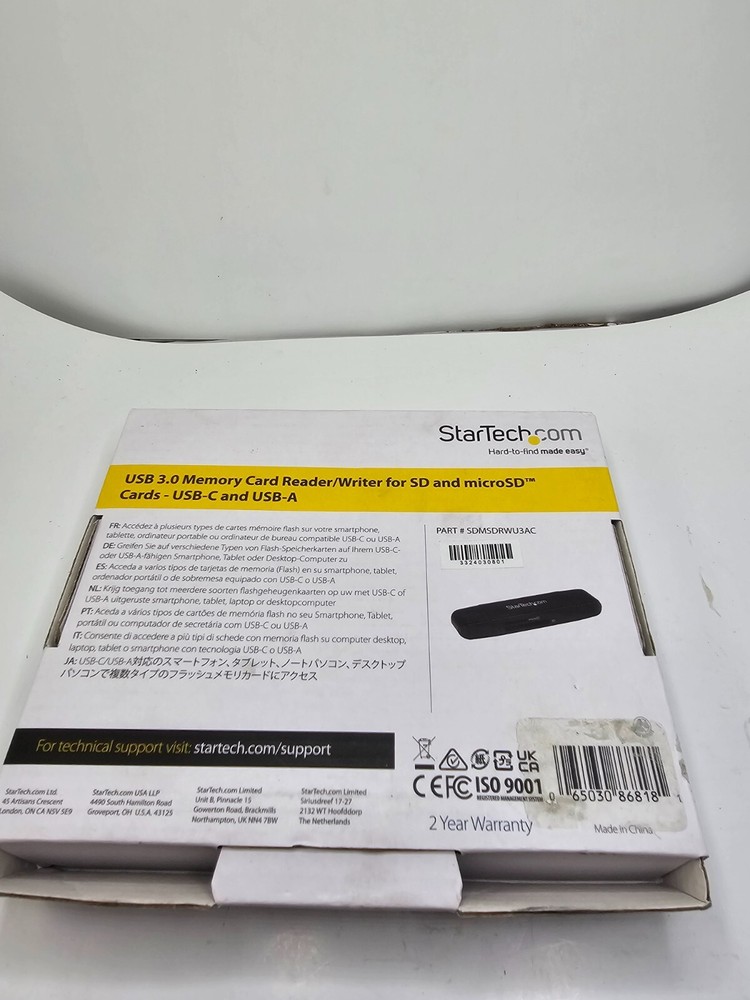 StarTech.com SDMSDRWU3AC USB 3.0, USB C & A Memory Card Reader for SD/MicroSD