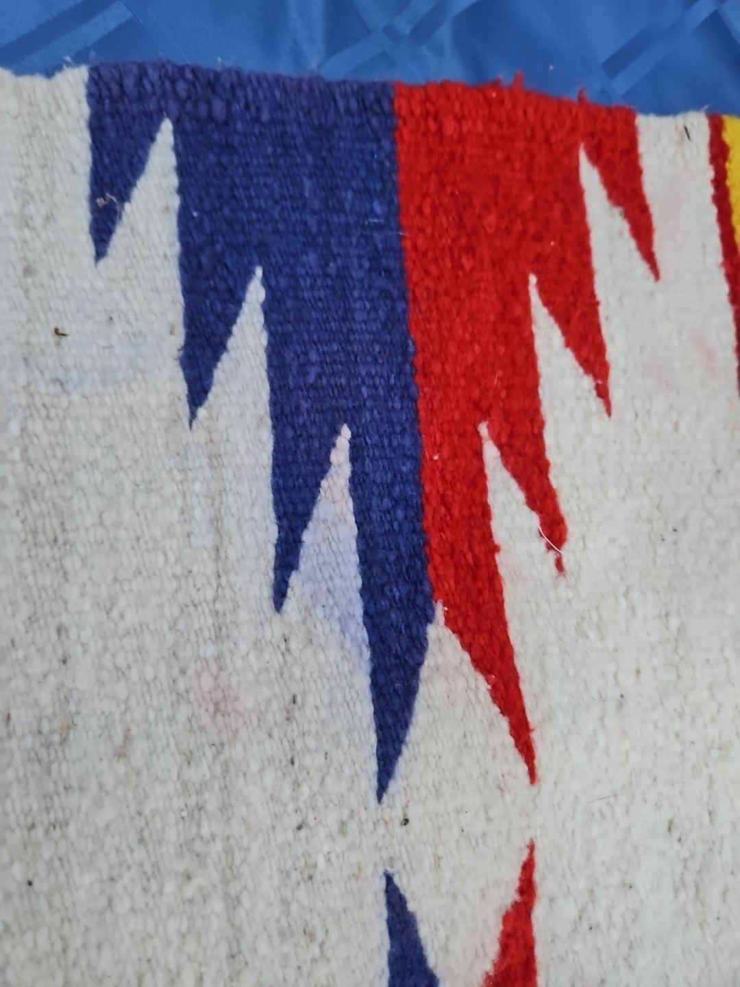 Vintage Navajo Rug Small Native American Indian 20x39 Geometric Weaving Antique