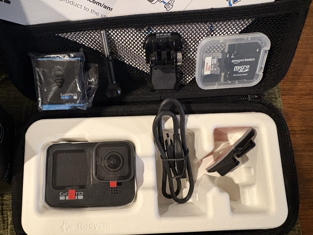 GoPro HERO9 Black 20MP 5K Waterproof Action Cam Bundle Handler Grip Case