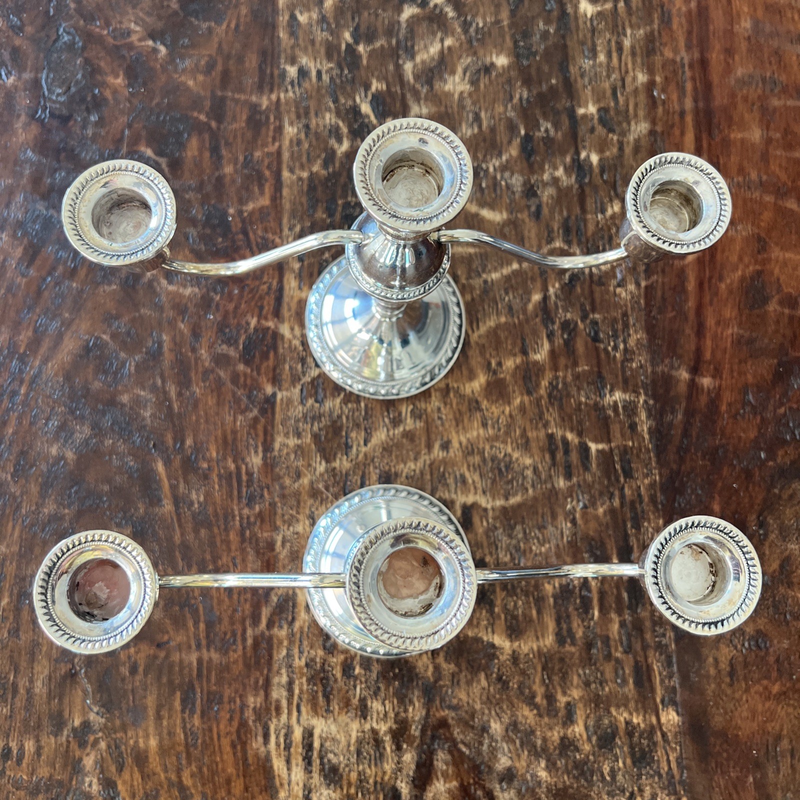 Pair of Duchin Creation Sterling Silver 3 Arm Candelabras Candle Holders