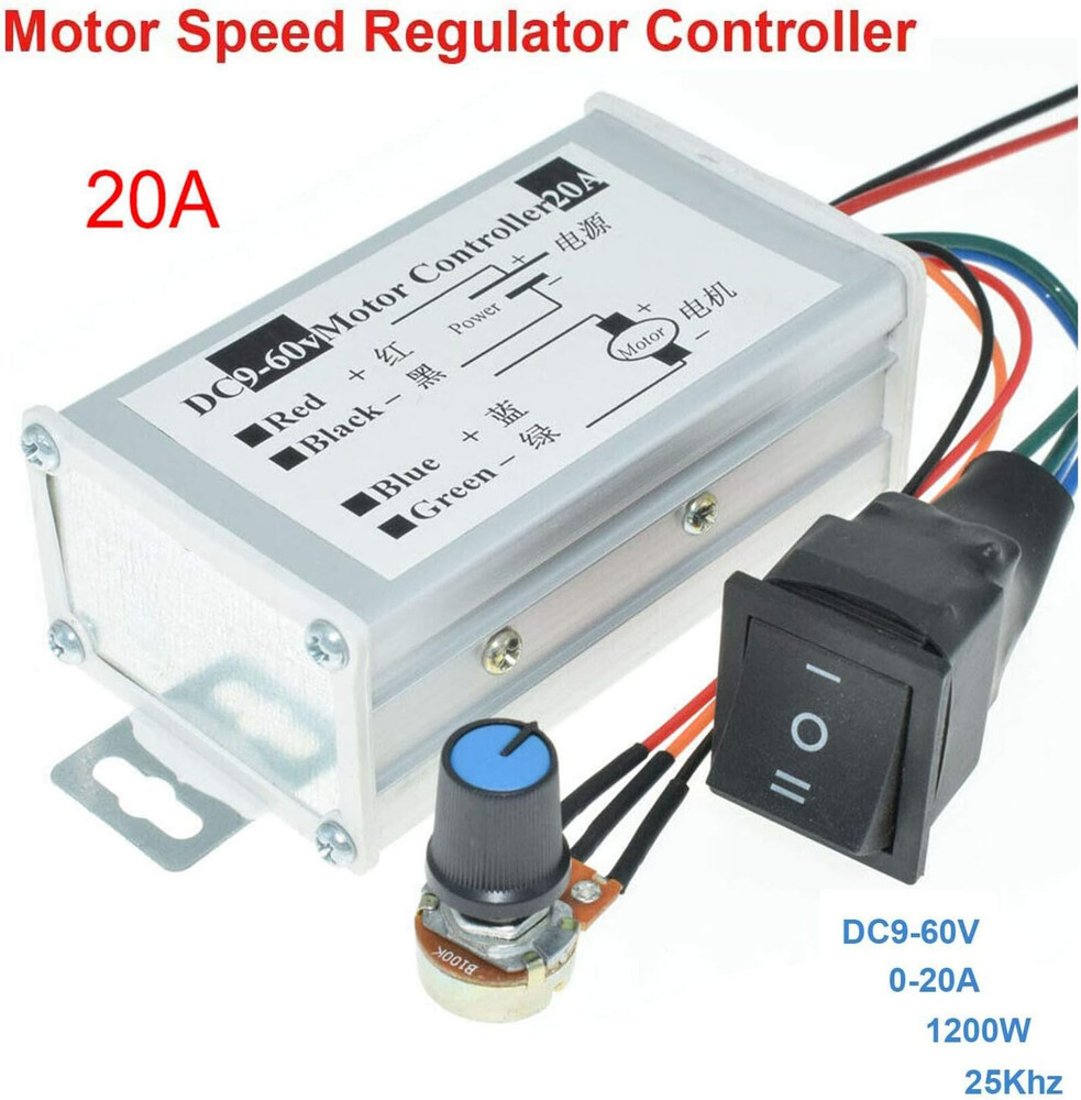 DC Motor Speed Controller DC 9-60V Pulse Width Modulation Regulator 20A 1200W St
