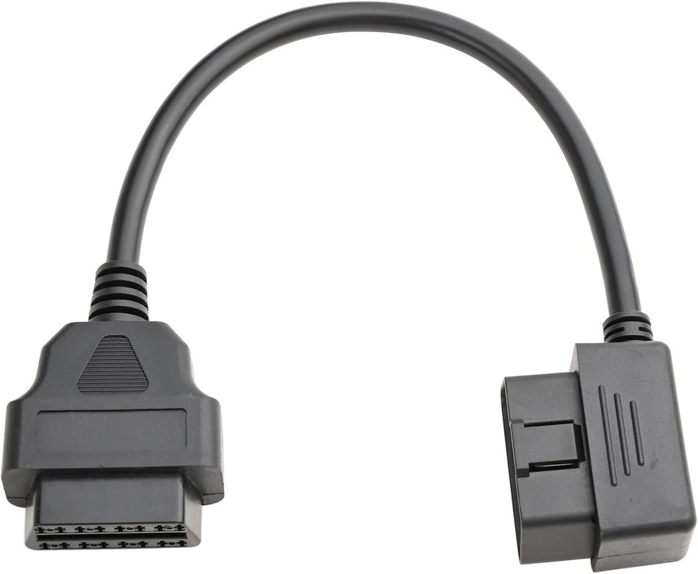 Compact 1ft OBD-II Extension Cable with Right Angle Connector for Diagnostics
