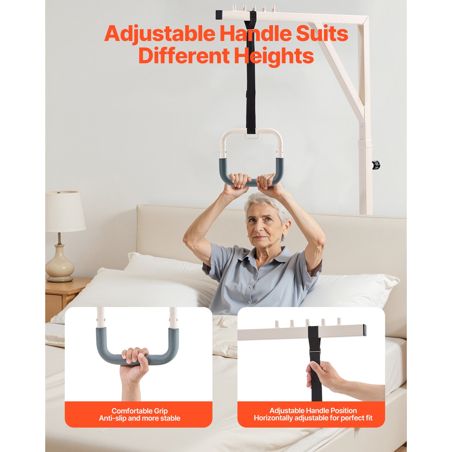 Uimoso Trapeze Bar for Bed Mobility 350LBS Capacity Bed Trapeze with 2 Wheels