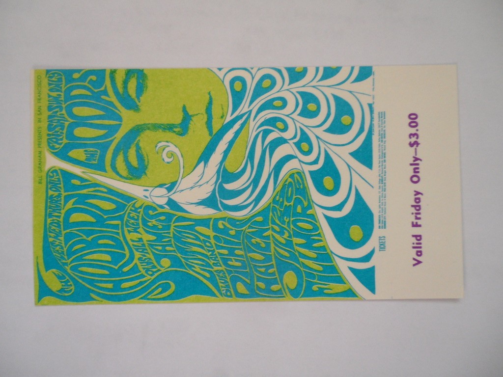 THE DOORS Original__1967__CONCERT TICKET__Fillmore West__San Francisco__EX+