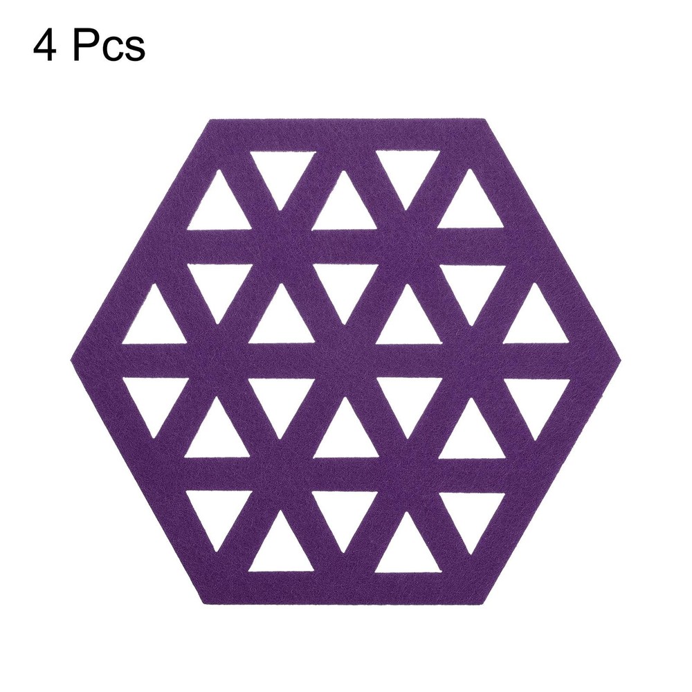Felt Coasters 4pcs Hexagonal Pads Coasters Purple