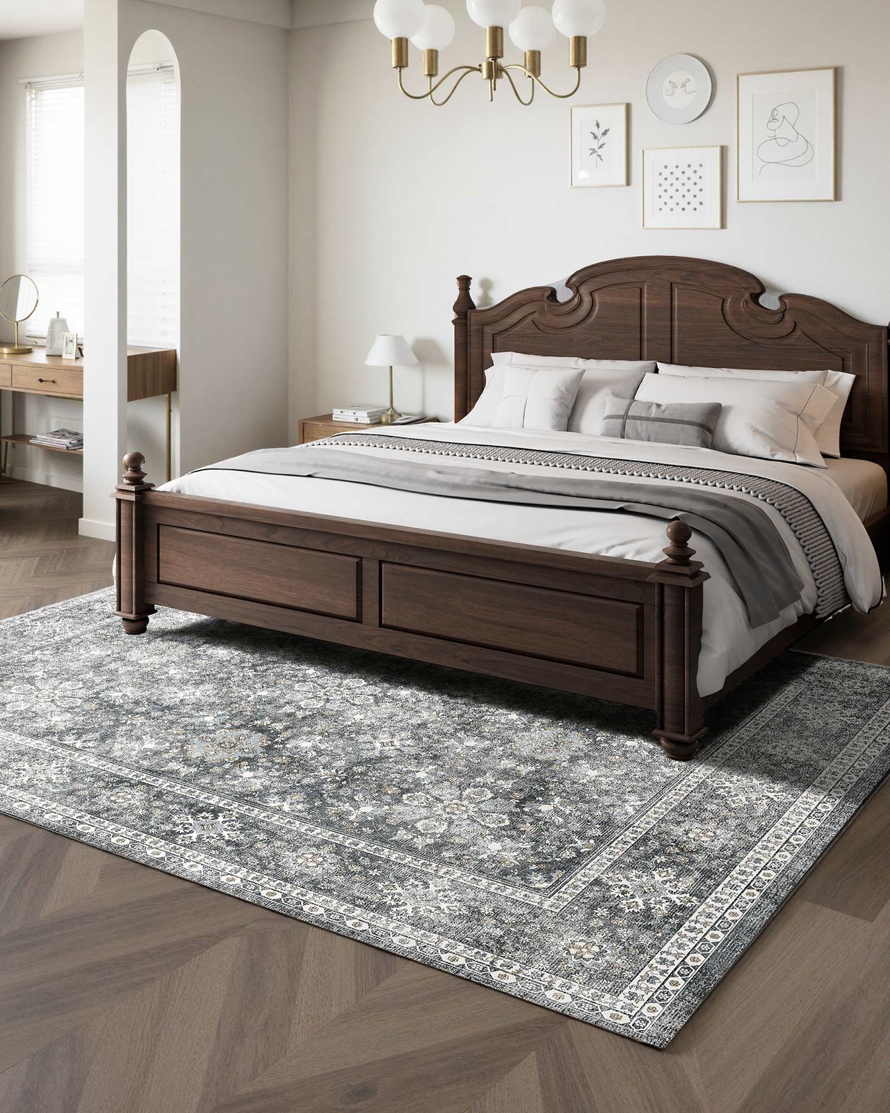 8 x 10ft Area Rug Floor Mat Indoor Carpet Washable Vintage Throw Rugs Anti Skid